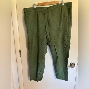 2XL J Crew Mercantile Eyelet Olive Green Pants with drawstring